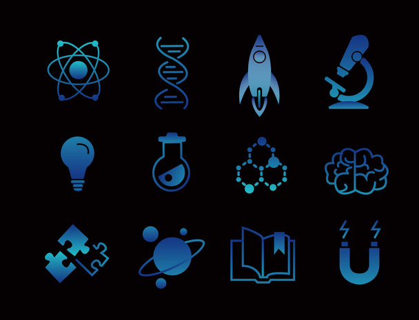 Conjunto de ícones científicos, estilo gradiente. Ilustração gráfica vetorial
 - Vetor, Imagem