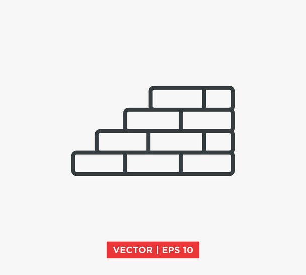 baksteen muur pictogram vector illustratie - Vector, afbeelding