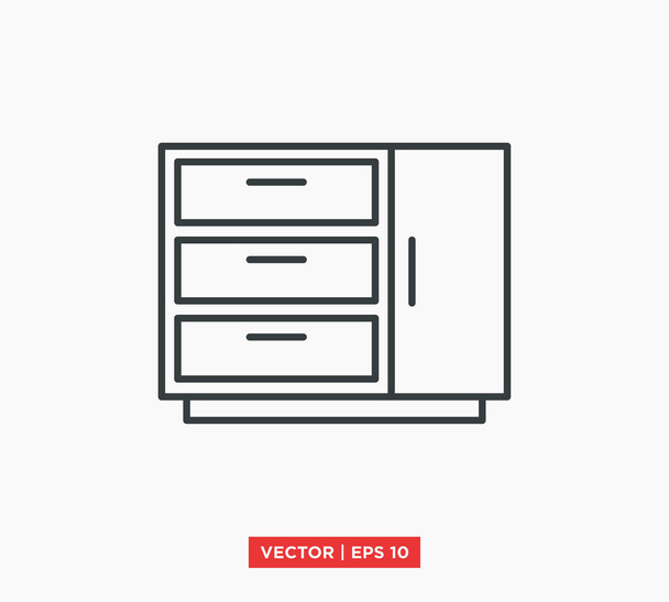 Cabinet Icon Vector Illustration - Vector, Image