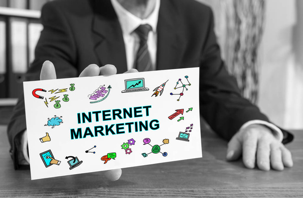 Internet marketing concept on an index card - Photo, Image