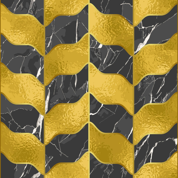 Marble luxury seamless pattern with golden foil - Vector, imagen