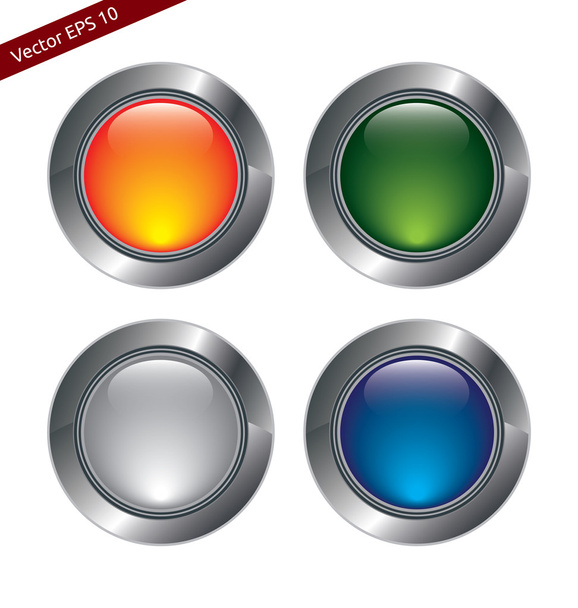 Blank Metal and Glass Buttons - Vector, Image