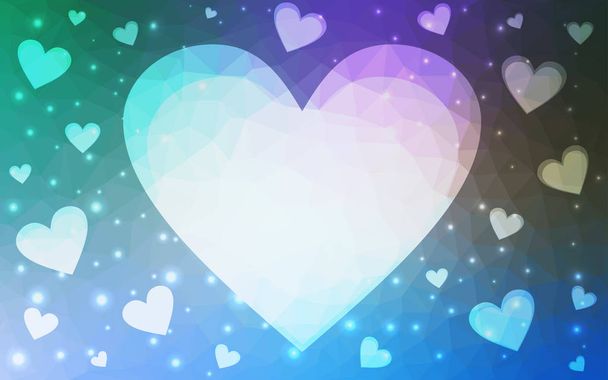 Light Blue, Green vector  backdrop with sweet hearts. - Vector, imagen