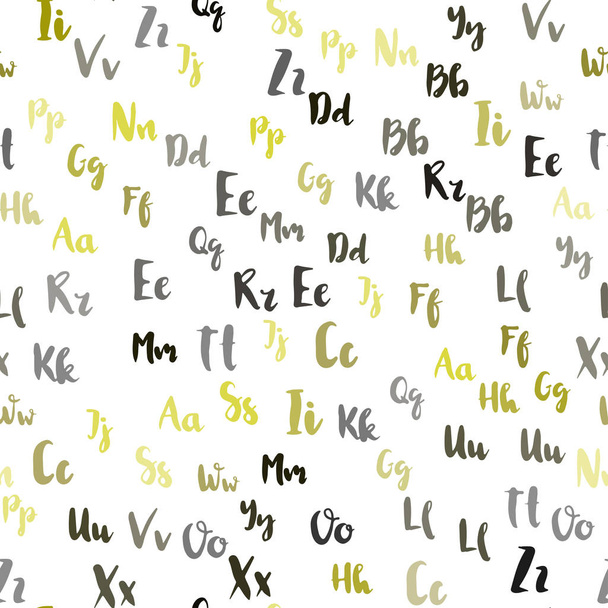 hellgrüner, gelber Vektor nahtloser Hintergrund mit Zeichen des Alphabets. - Vektor, Bild