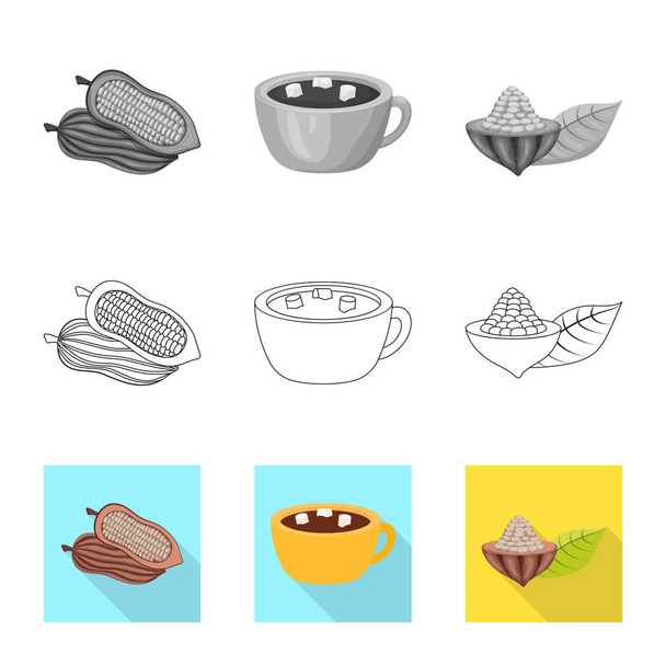 Isolated object of food and yummy logo. Collection of food and brown stock symbol for web. - Вектор, зображення