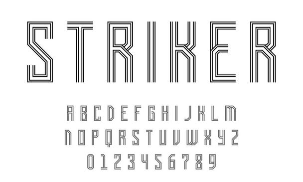 Набір алфавітів шрифтові літери та цифри сучасний абстрактний дизайн з лініями Векторні ілюстрації
 - Вектор, зображення
