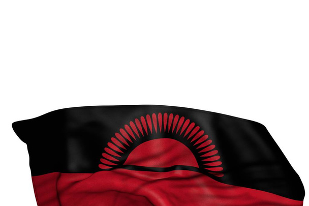 nice Malawi flag with large folds lie in the bottom isolated on white - any holiday flag 3d illustration - Fotografie, Obrázek