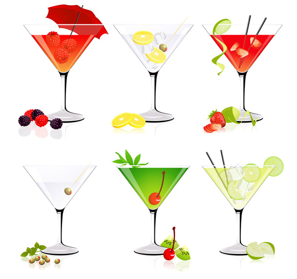 Martini glass collection - Vector, imagen