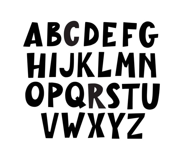 Fun modern hand-drawn bulky doodle uppercase alphabet. - Vector, Imagen