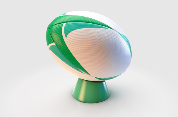 Zöld-fehér rögbi labda - Fotó, kép