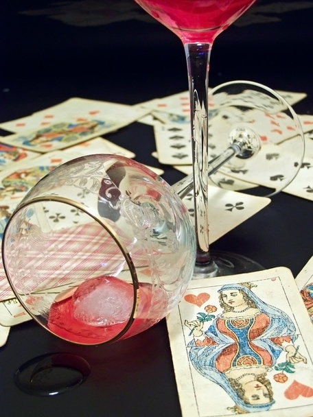 Wine, ice and cards - Fotoğraf, Görsel