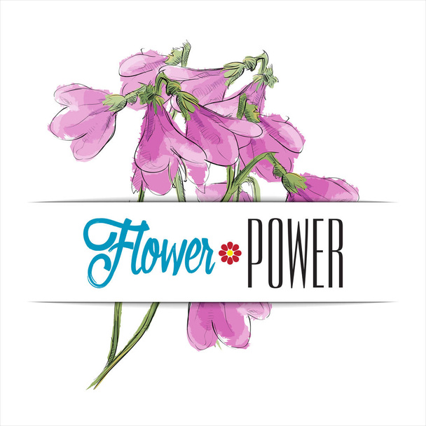 Carte florale avec de belles fleurs violettes. Style croquis. Illustration vectorielle
. - Vecteur, image