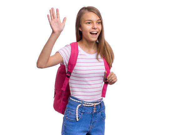 Student teen girl with bag - Foto, imagen