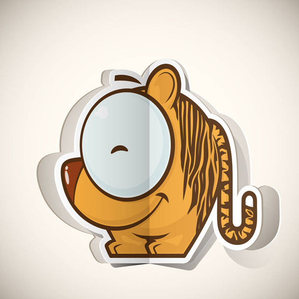 Cartoon tiger character cut out from paper. Vector collection. - Vector, Image