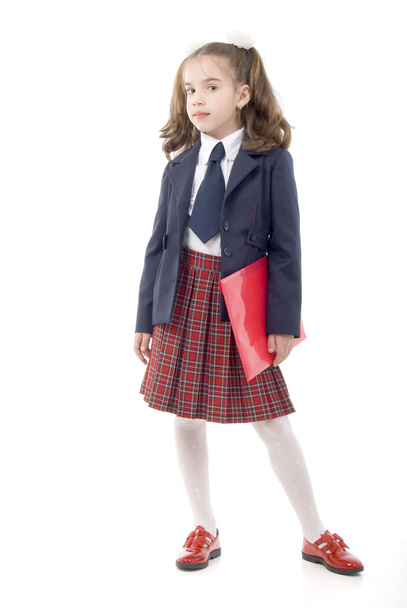 Schoolgirl With Red Folder - Foto, Imagem
