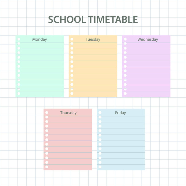 Kreatív, színes iskolai időbeosztási kártya - Vektor, kép