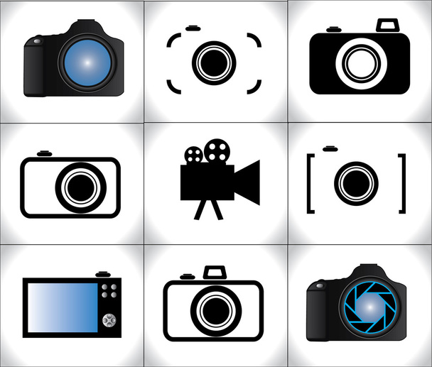 Concept Illustration of different trendy Camera icons or symbols - Foto, afbeelding