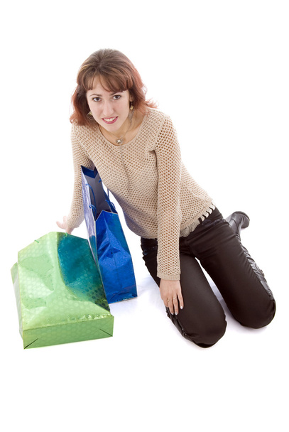 Girl With Two Shopping Bags - Valokuva, kuva