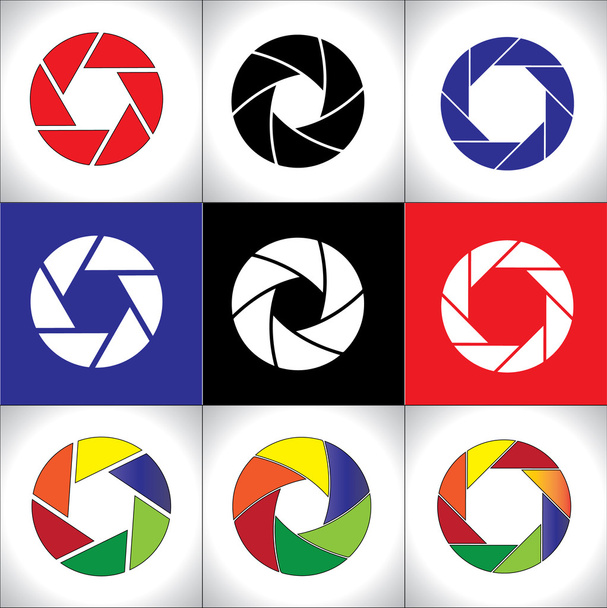 ψηφιακή slr κάμερα κλείστρου οριστεί ή κυκλικό μοτίβο πολύχρωμο - Φωτογραφία, εικόνα