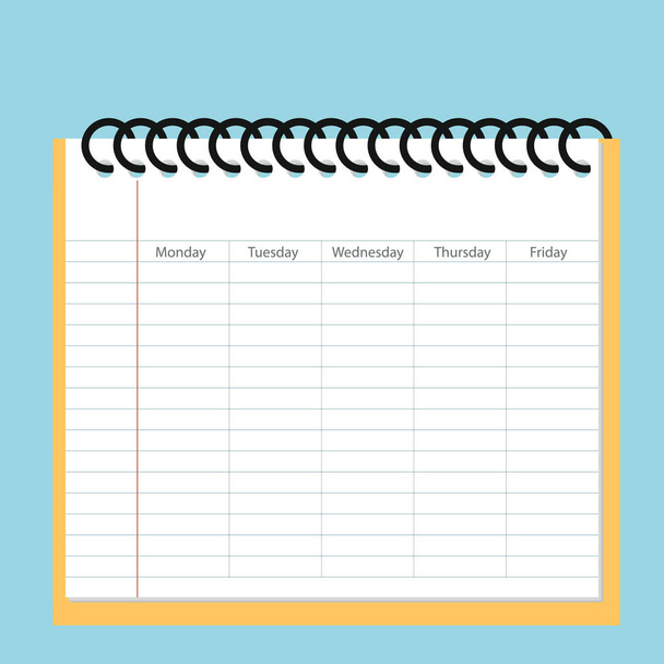 Tarjeta de horario escolar con bloc de notas de fondo
 - Vector, imagen