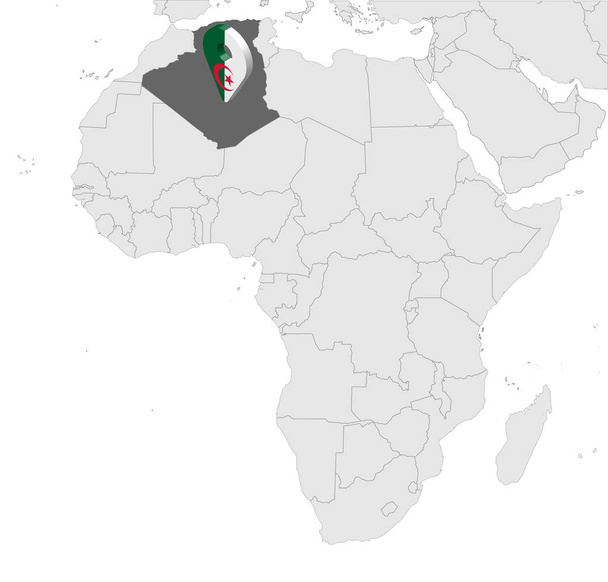 Algeria Sijainti Kartta kartalla Afrikka. 3d Algerian lippu kartta merkki sijainti pin. Korkealaatuinen kartta Algeria. Afrikkaan. Vektorikuvaus EPS10
. - Vektori, kuva