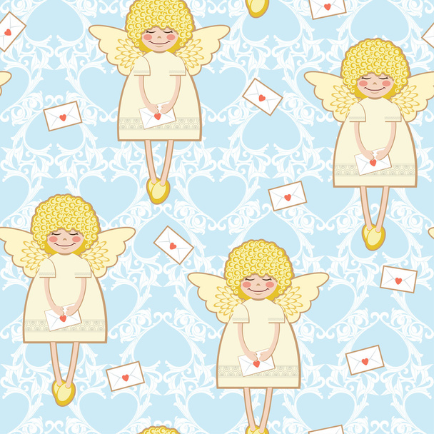 Seamless background with angels and envelopes - Vecteur, image