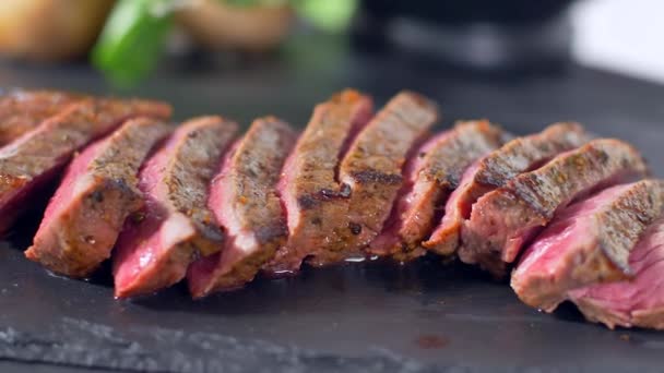 sliced beef steak medium culinary - Felvétel, videó