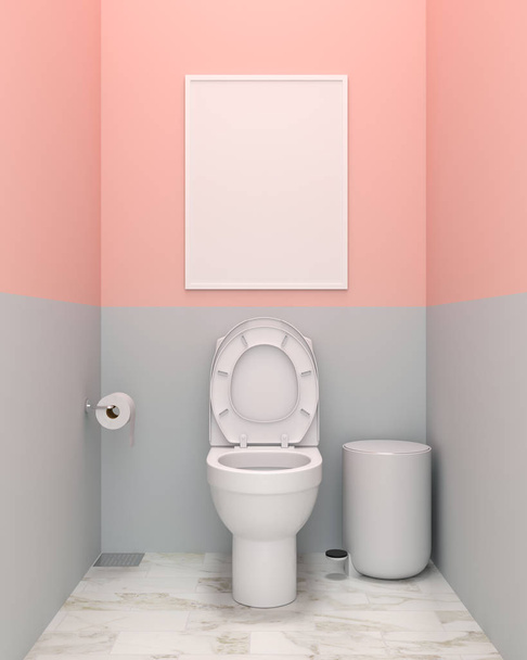 Tuvalette maket ve su dolabı için boş fotoğraf çerçevesi, 3d render - Fotoğraf, Görsel