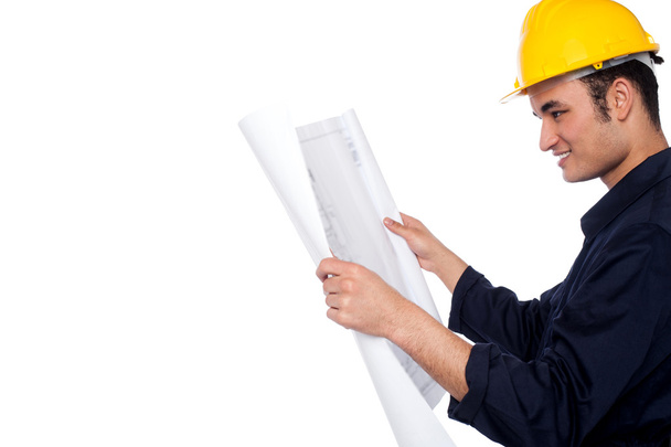 Construction worker reviewing plan - Fotó, kép