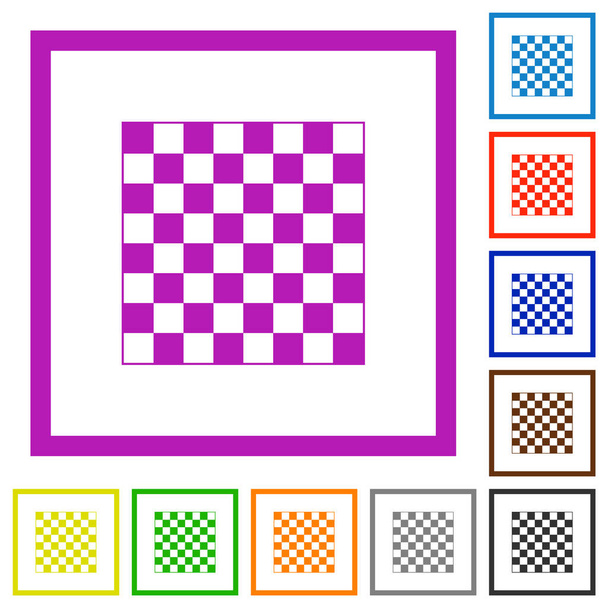 Chess board flat framed icons - ベクター画像