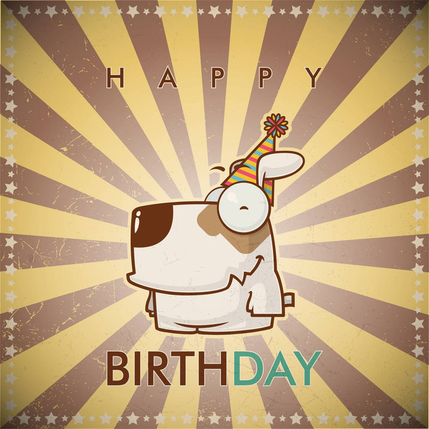 Funny happy birthday greeting card with cute cartoon dogs. - Vector, Imagen