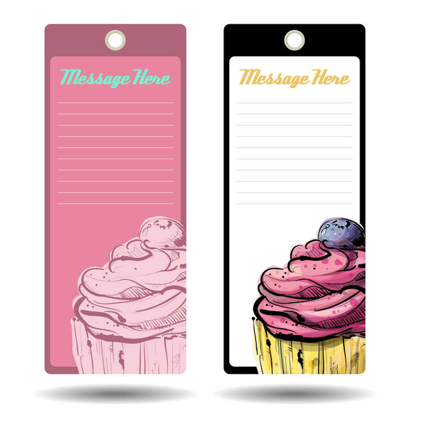 Tags with tasty cupcakes. Vector illustration. - ベクター画像