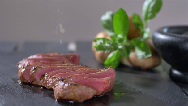 sliced beef steak medium culinary - Materiał filmowy, wideo