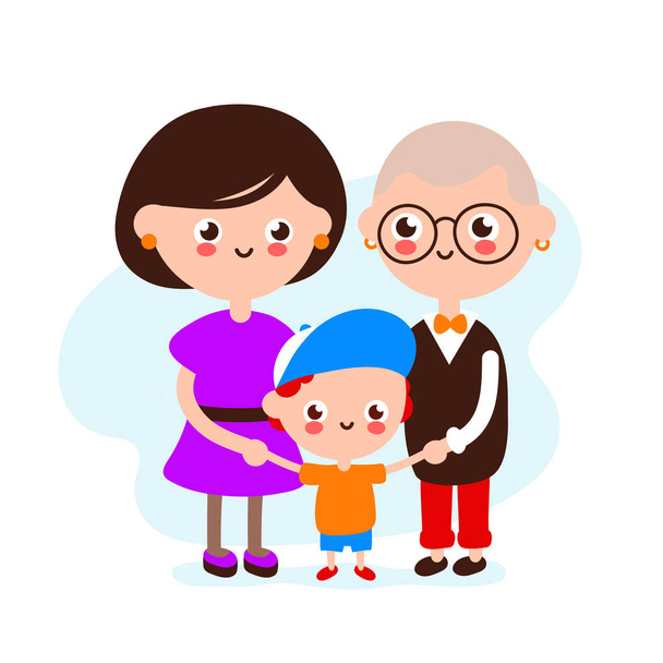 Cute happy smiling lesbian couple with son - Vector, Image