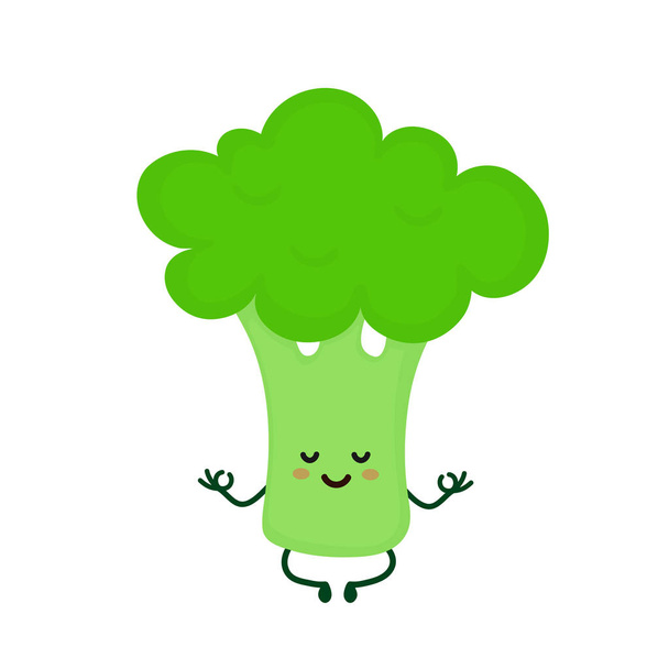 Cute smiling happy strong broccoli  - Vector, Image