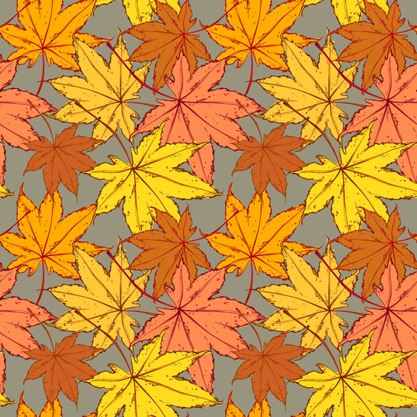 Autumn background with colorful leaves. Vector illustration - Vector, Imagen