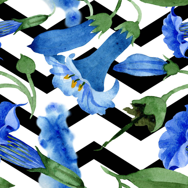 Modré květinové květy. Vodný obrázek pozadí-barevný. Bezespání vzorek pozadí. - Fotografie, Obrázek