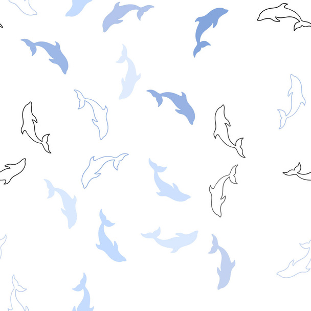 Light Pink, Blue vector seamless pattern with sea dolphins. - Vektor, kép