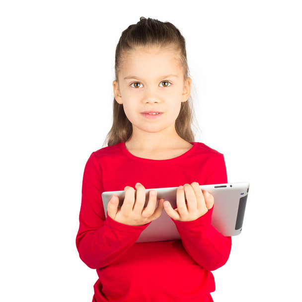 Little Girl with Tablet Computer - Photo, image