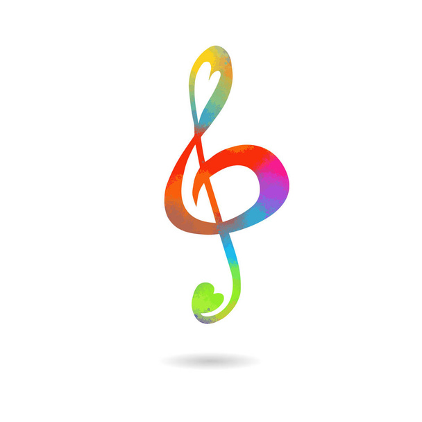 Vector illustration multi-colored treble clef isolated. Music key. Musical symbol. - Vector, Image