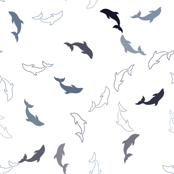 Dark BLUE vector seamless template with dolphins. - Vector, Image