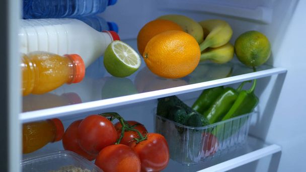 Refrigerator Image Full with Food Fruits and Drinks - Φωτογραφία, εικόνα