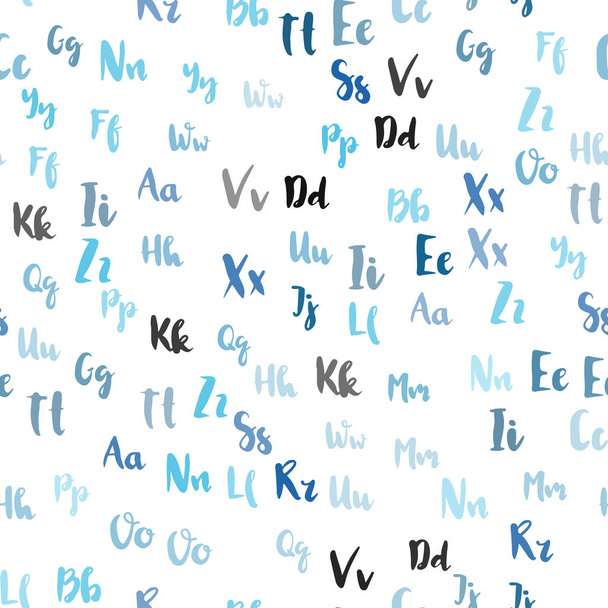 Licht blauwe vector naadloze textuur met ABC karakters. - Vector, afbeelding