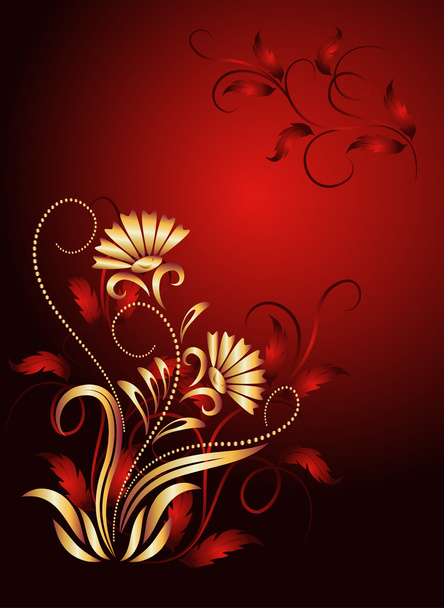 Abstract floral red background - Vetor, Imagem