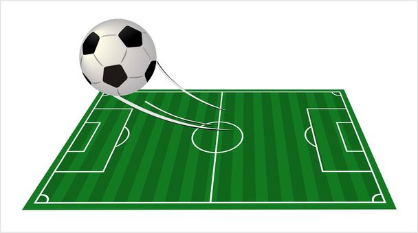 М'яч на зеленому футбольному полі
 - Вектор, зображення
