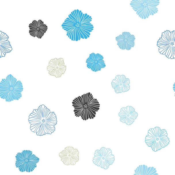 Light Blue, Green vector seamless natural artwork with flowers. - Vector, Imagen