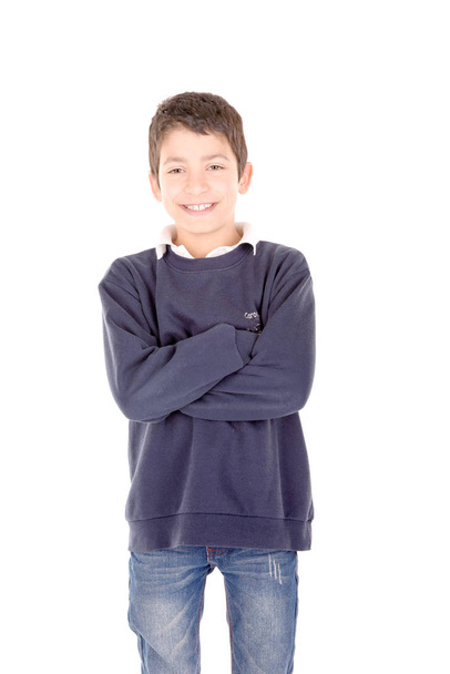 Happy little boy isolated on white background - Фото, изображение