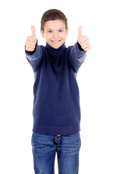Cheerful little boy isolated on white background - Foto, Imagen
