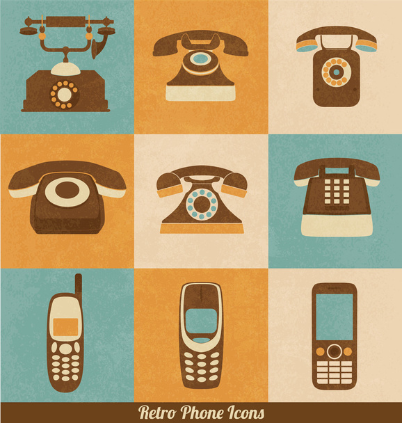 retro telefon ikony - Vektor, obrázek
