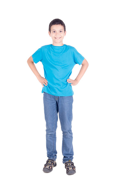 Cheerful little boy isolated on white background - Foto, imagen